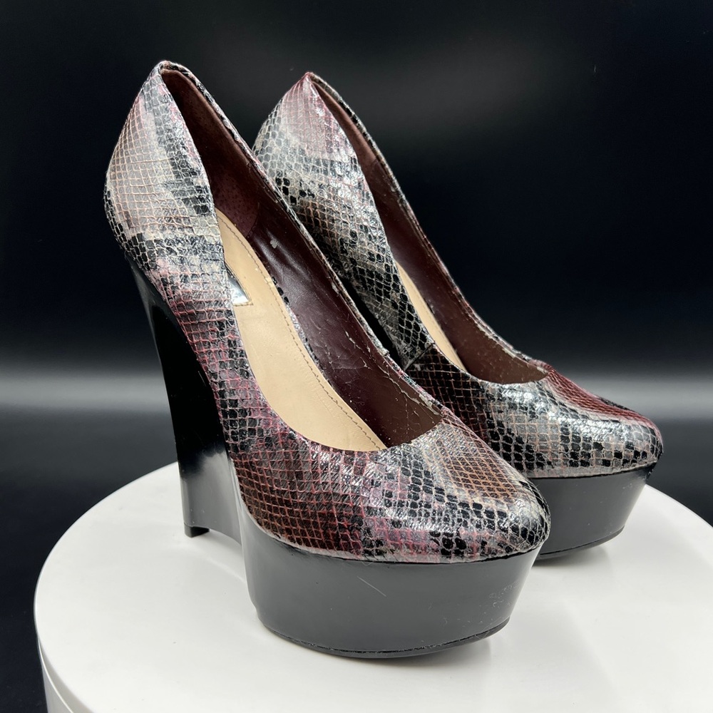 H by Halston Purple Snake Wedges
